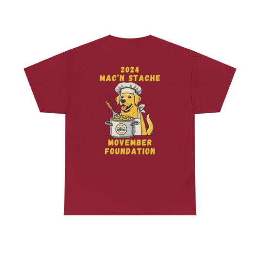 NON Member 2024 Mac'N Stache Unisex Heavy Cotton Tee - Support Movember Foundation with Fun Dog Design