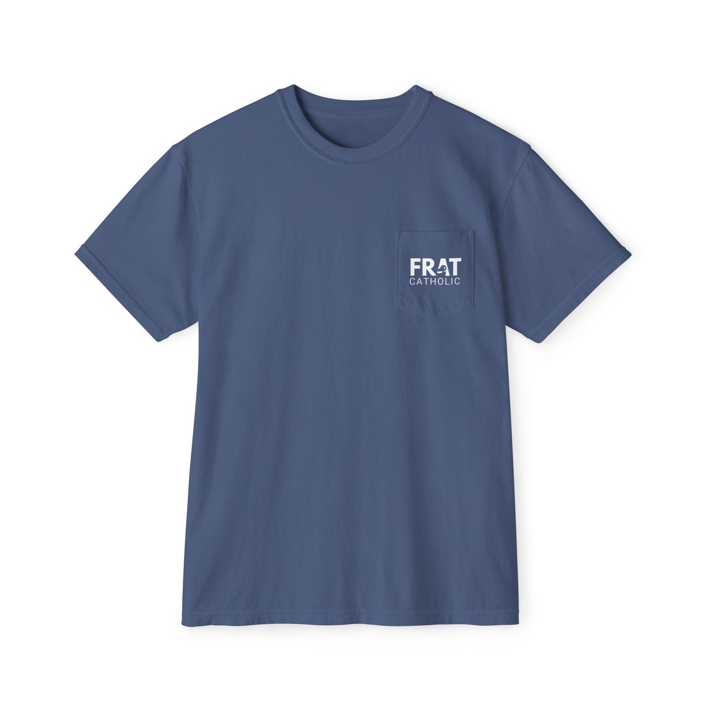 Frat Catholic Pocket T-Shirt - Unisex Garment-Dyed Tee for College Students