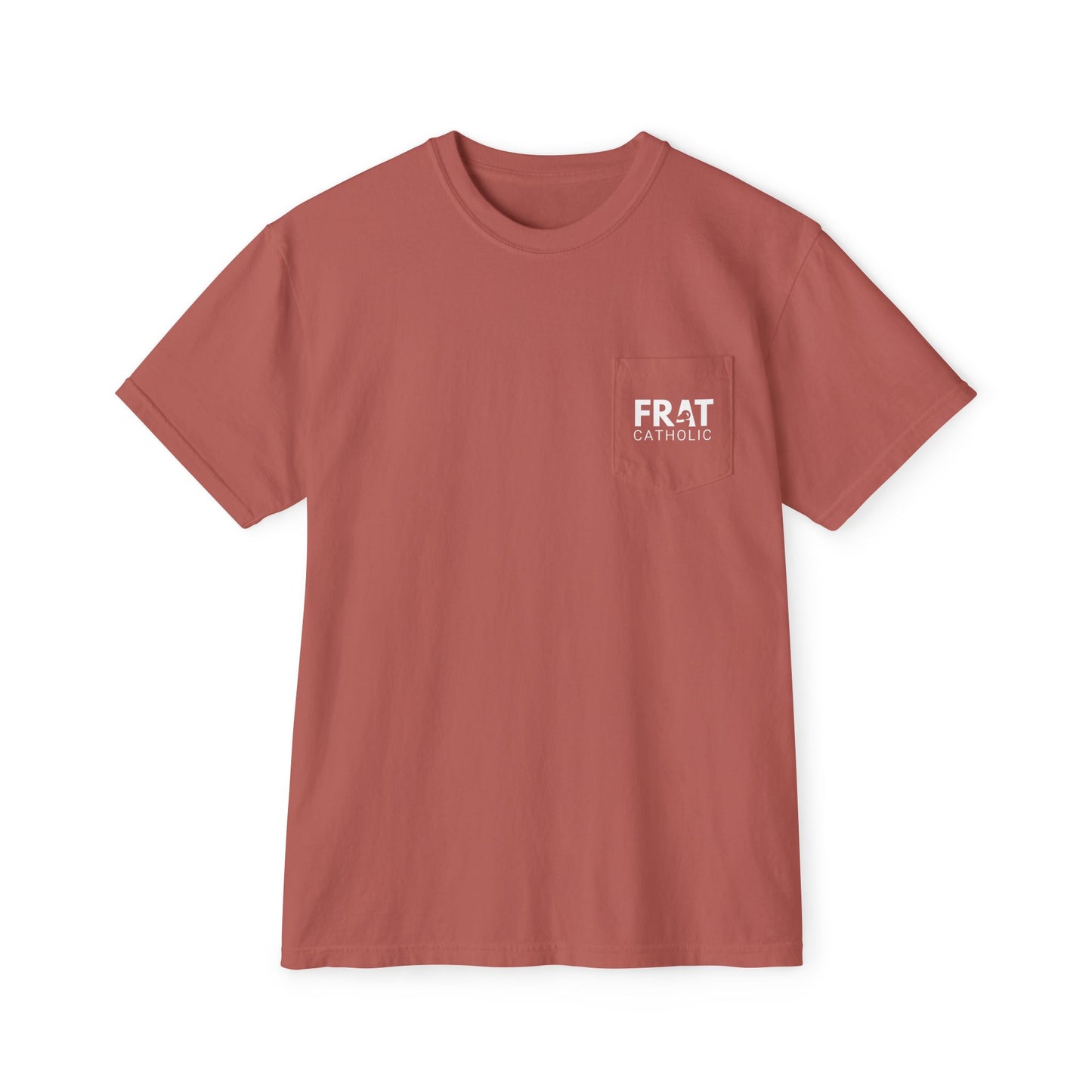 Frat Catholic Pocket T-Shirt - Unisex Garment-Dyed Tee for College Students